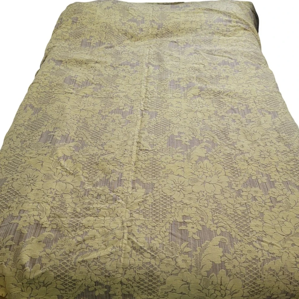 VTG Morgan Jones Matelasse Jacquard Beadspread Yellow‎ Brown Floral Full MCM USA